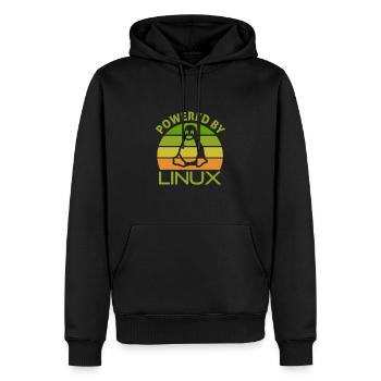 Geek Linux propulsé par un nerd pingouin disant - Sweat à capuche Premium bio Homme - noir - Devant - Nico (187cm)