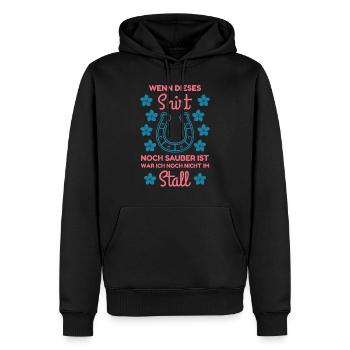 Wenn dieses Shirt noch sauber ist war ich Stall - Männer Premium Bio Hoodie - Schwarz - Vorne - Nico (187cm)
