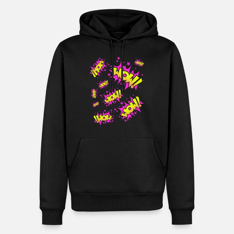 Le jaune fluo Pink WOW ! - Sweat à capuche Premium bio Homme - noir