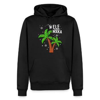 Mele Kalikimaka Shirt Flamingo Hawaiian Xmas - Men’s Premium Organic Hoodie - black - Front - Nico (187cm)
