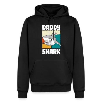 Daddy Shark - Papa de la fête des pères du grand requin blanc - Sweat à capuche Premium bio Homme - noir - Devant - Nico (187cm)