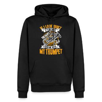 Trompette m'a vu avec ma trompette - Sweat à capuche Premium bio Homme - noir - Devant - Nico (187cm)