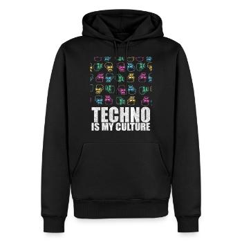 Techno Is My Culture Skull Design Geschenk - Männer Premium Bio Hoodie - Schwarz - Vorne - Nico (187cm)