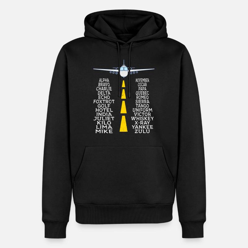 Pilot & Flugzeug phonetisches Alphabet Geschenk - Männer Premium Bio Hoodie - Schwarz