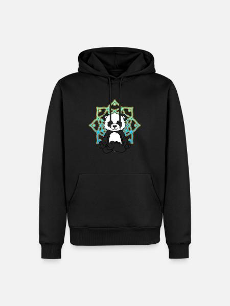 Damen Großer Panda Bär Yoga,Mandala Pandabär macht - Männer Premium Bio Hoodie - Schwarz