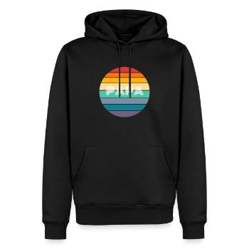 Rainbow PAPA Shirt, Retro PAPA, PAPA Sunset, PAPA - Männer Premium Bio Hoodie - Schwarz - Vorne - Nico (187cm)
