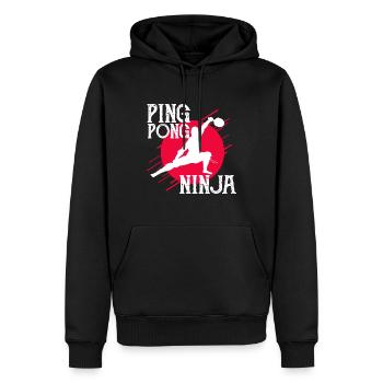 Pingpong Ninja - Männer Premium Bio Hoodie - Schwarz - Vorne - Nico (187cm)