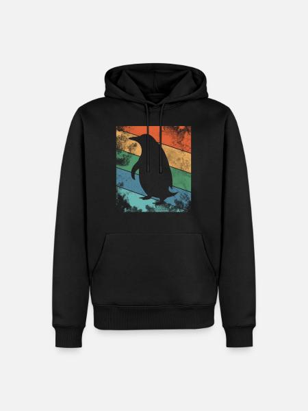 Retro Pinguin Bunt - Männer Premium Bio Hoodie - Schwarz