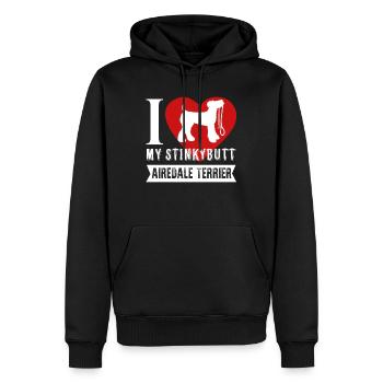 Airedale Terrier Ich liebe meinen Stinkybutt - Männer Premium Bio Hoodie - Schwarz - Vorne - Nico (187cm)