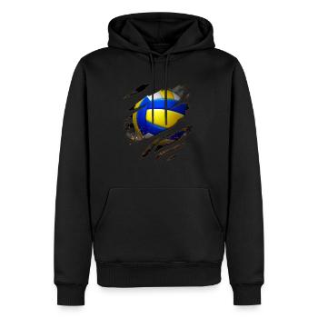 Vintage Volleyball Feuer Geschenk für Volley Spieler - Männer Premium Bio Hoodie - Schwarz - Vorne - Nico (187cm)