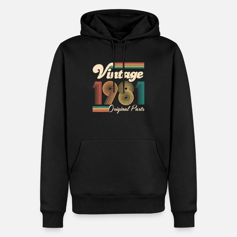 Vintage 1981 40e anniversaire cadeau de quarante ans - Sweat à capuche Premium bio Homme - noir