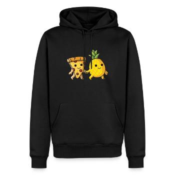 Pizza Hawaï Pizza Ananas Manger Pizza & Ananas - Sweat à capuche Premium bio Homme - noir - Devant - Nico (187cm)