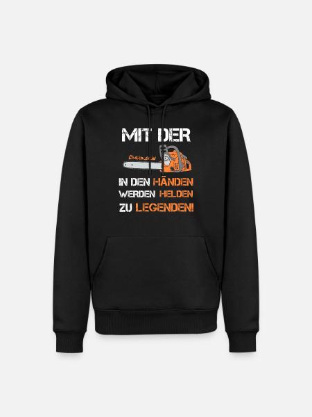 Motorsägen Legende Spruch Sägen Wald Holz Forst - Männer Premium Bio Hoodie - Schwarz