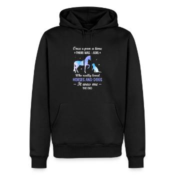 Pferd Hund Design für einen Reiter und - Männer Premium Bio Hoodie - Schwarz - Vorne - Nico (187cm)