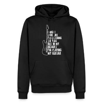 Guitarist Shirt I Might Look Like I'm Listening - Men’s Premium Organic Hoodie - black - Front - Nico (187cm)