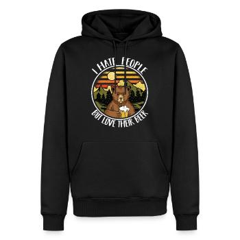 Camping Drôle de sort Camper cadeau bière ours - Sweat à capuche Premium bio Homme - noir - Devant - Nico (187cm)
