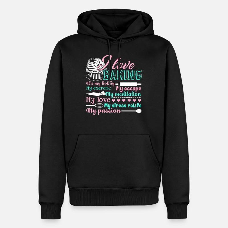 Bäcker Ich liebe Backen - Männer Premium Bio Hoodie - Schwarz