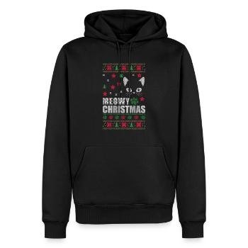 Ugly Christmas Katze Weihnachten Advent - Männer Premium Bio Hoodie - Schwarz - Vorne - Nico (187cm)