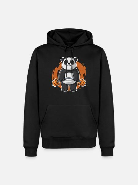 Panda fitness gym workout workout men - Men’s Premium Organic Hoodie - black