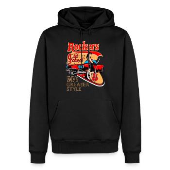 Rockabilly Vintage Rocker Rock N Roll Pinup - Sweat à capuche Premium bio Homme - noir - Devant - Nico (187cm)