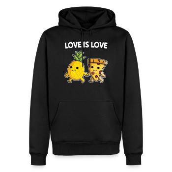 Pizza Hawaii manger une pizza à l'ananas - Sweat à capuche Premium bio Homme - noir - Devant - Nico (187cm)