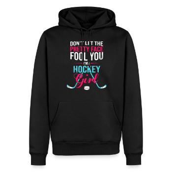 Casque de rondelle de vitesse de bâton de joueur de hockey sur glace de fille - Sweat à capuche Premium bio Homme - noir - Devant - Nico (187cm)
