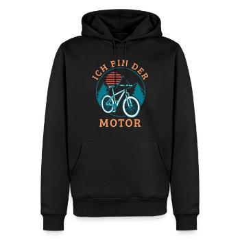 ich bin der Motor Mountainbike Biker - Männer Premium Bio Hoodie - Schwarz - Vorne - Nico (187cm)