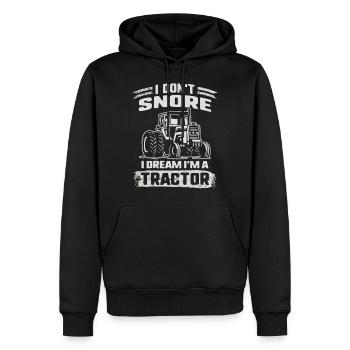Chemise de ronflement Je ne ronfle pas Je rêve que je suis un tracteur - Sweat à capuche Premium bio Homme - noir - Devant - Nico (187cm)
