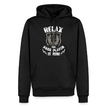 Bassiste bassiste bassiste EADG - Sweat à capuche Premium bio Homme - noir - Devant - Nico (187cm)