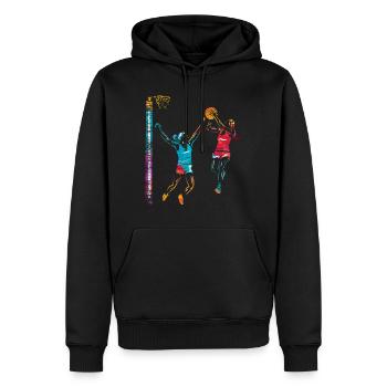 Netzball - Männer Premium Bio Hoodie - Schwarz - Vorne - Nico (187cm)
