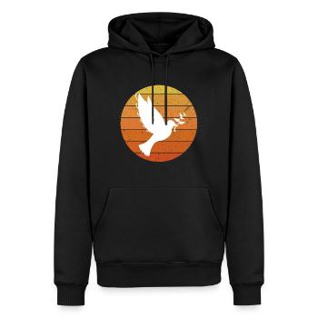 Friedenstaube - Männer Premium Bio Hoodie - Schwarz - Vorne - Nico (187cm)