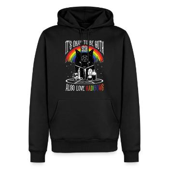 LGBT Goth Rainbows Black Cat Pentagram Pentacle - Men’s Premium Organic Hoodie - black - Front - Nico (187cm)