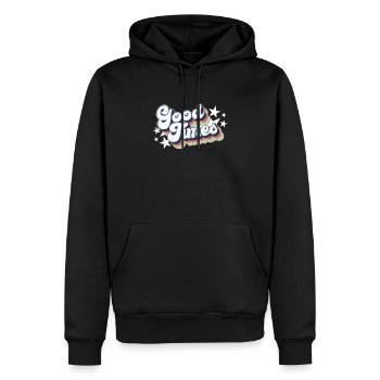 good times gute Zeiten retro vintage Geschenk - Männer Premium Bio Hoodie - Schwarz - Vorne - Nico (187cm)