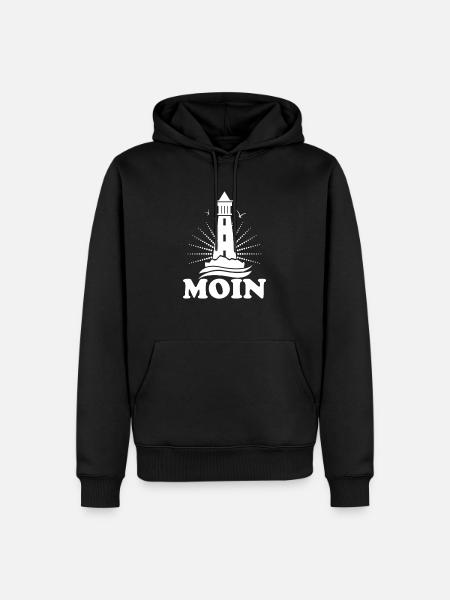 Moin mit Leuchtturm - Männer Premium Bio Hoodie - Schwarz