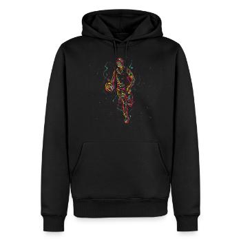 Abstrakte Kunst Basketball Sportler Dribbeln - Männer Premium Bio Hoodie - Schwarz - Vorne - Nico (187cm)