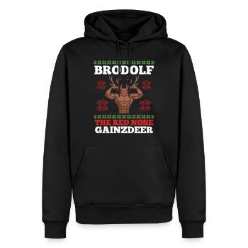 Weihnachten Brodolf The Red Nose Gainzdeer Lustige - Männer Premium Bio Hoodie - Schwarz - Vorne - Nico (187cm)