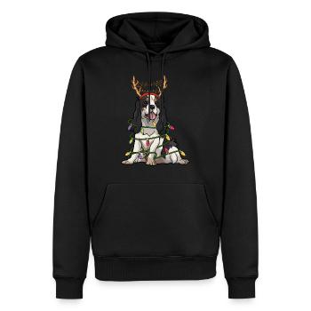 Kavalier König Charles Spaniel Santa Christmas Ligh - Männer Premium Bio Hoodie - Schwarz - Vorne - Nico (187cm)
