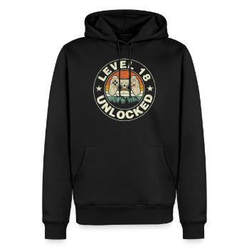 Level 18 Unlocked Gaming 18. Geburtstag des Videospielers - Männer Premium Bio Hoodie - Schwarz - Vorne - Nico (187cm)