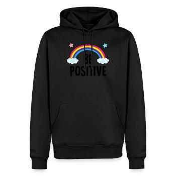 Be Positive Rainnbow Aufkleber - Männer Premium Bio Hoodie - Schwarz - Vorne - Nico (187cm)