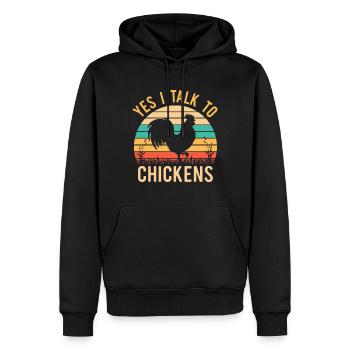 Oui je parle aux poulets - Sweat à capuche Premium bio Homme - noir - Devant - Nico (187cm)