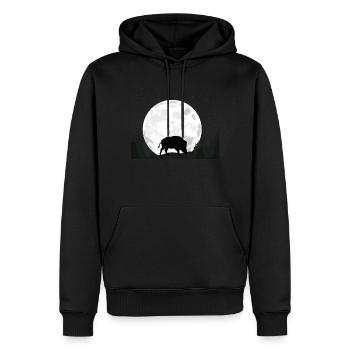 Sanglier chasse Sanglier Wildsau Borstenvie Chasseur - Sweat à capuche Premium bio Homme - noir - Devant - Nico (187cm)