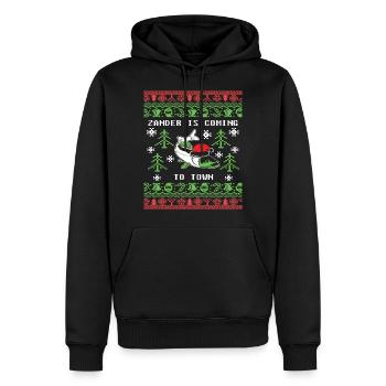 Le sandre de pêche laide de Noël arrive - Sweat à capuche Premium bio Homme - noir - Devant - Nico (187cm)