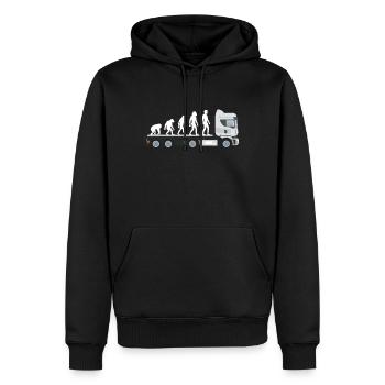 LKW Fahrer Trucker Evolution Geschenk - Männer Premium Bio Hoodie - Schwarz - Vorne - Nico (187cm)