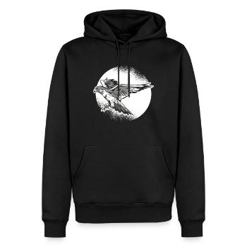 Fauconnerie chasse au trésor oiseau de proie fauconnier graphique - Sweat à capuche Premium bio Homme - noir - Devant - Nico (187cm)