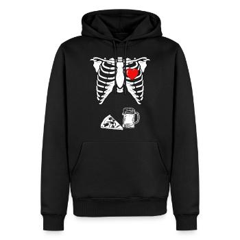 Skeleton Pregnancy Pizza Beer Xray - Männer Premium Bio Hoodie - Schwarz - Vorne - Nico (187cm)