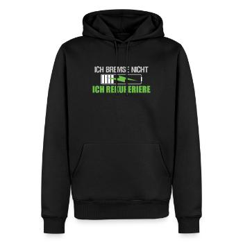 Elektroauto Ich bremse nicht ich rekuperiere - Männer Premium Bio Hoodie - Schwarz - Vorne - Nico (187cm)