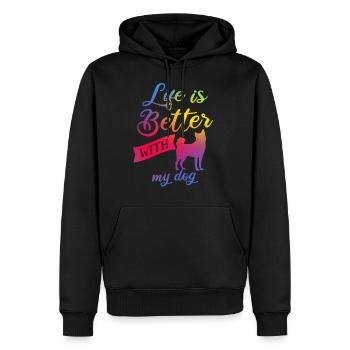 Hund mein Hund Leben das Leben ist besser mit Hund - Männer Premium Bio Hoodie - Schwarz - Vorne - Nico (187cm)