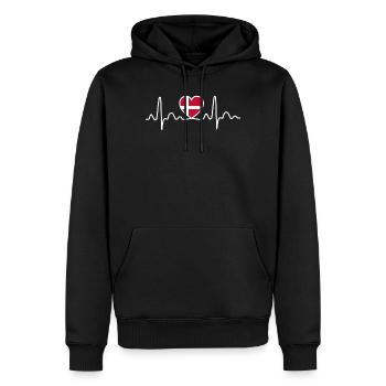 Battement de coeur du drapeau du Danemark - Sweat à capuche Premium bio Homme - noir - Devant - Nico (187cm)