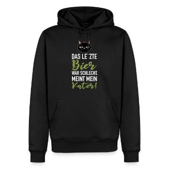 Das letzte Bier war schlecht. Meint mein Kater - Männer Premium Bio Hoodie - Schwarz - Vorne - Nico (187cm)
