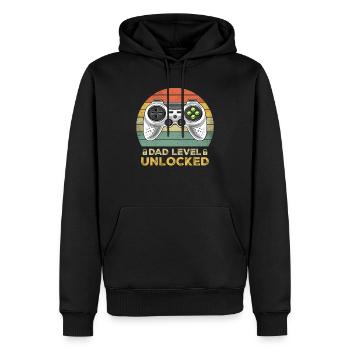 Dad Level Unlocked Pregnancy Announcement Gift - Männer Premium Bio Hoodie - Schwarz - Vorne - Nico (187cm)